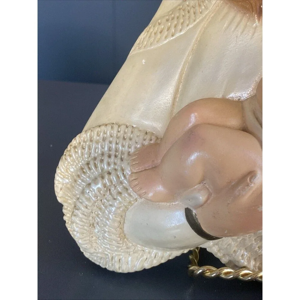 Vintage Virgin Mary Madonna Baby Jesus Wall Hanging Chalk Ware Religious 9